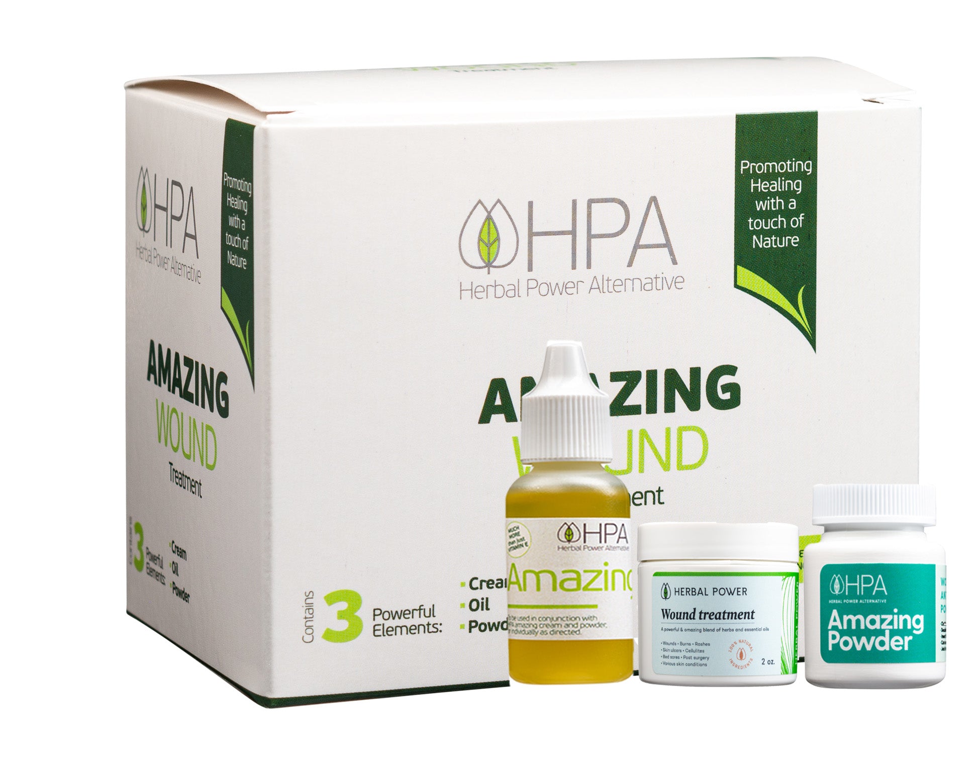 3-In-1 Amazing Wound Healing Kit - Oil, Cream & Powder Set.