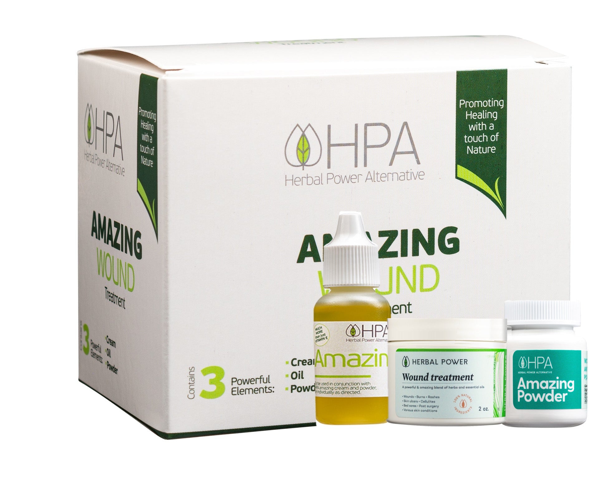 3-In-1 Amazing Wound Healing Kit - Oil, Cream & Powder Set.